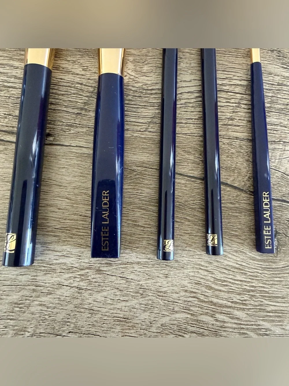Estee Lauder 5 Pcs MakeUp Brush Set Powder Blush EyeShadow Lip Brush Blue Handle
